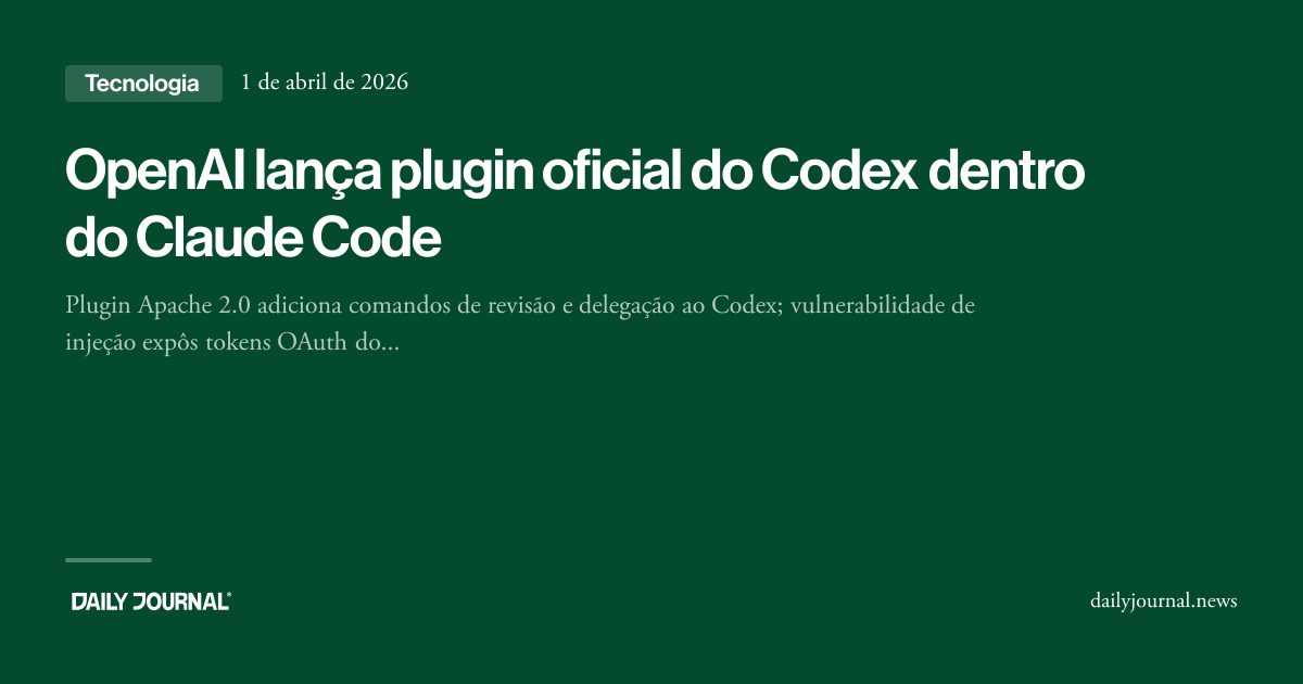 OpenAI lança plugin oficial do Codex dentro do... - Daily Journal